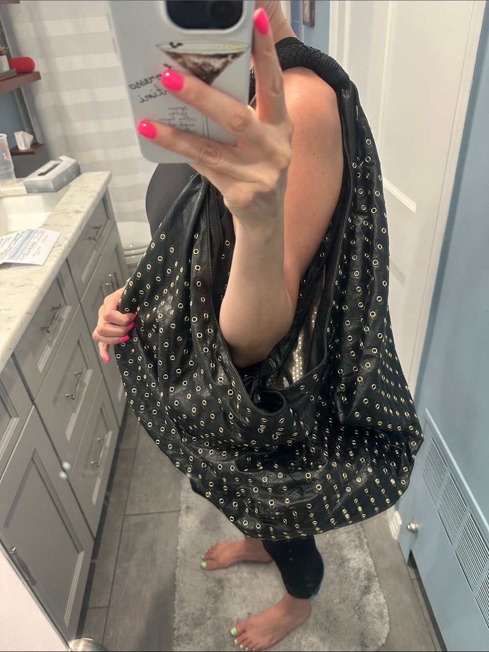 Deux Lux Black Studded Hobo Bag